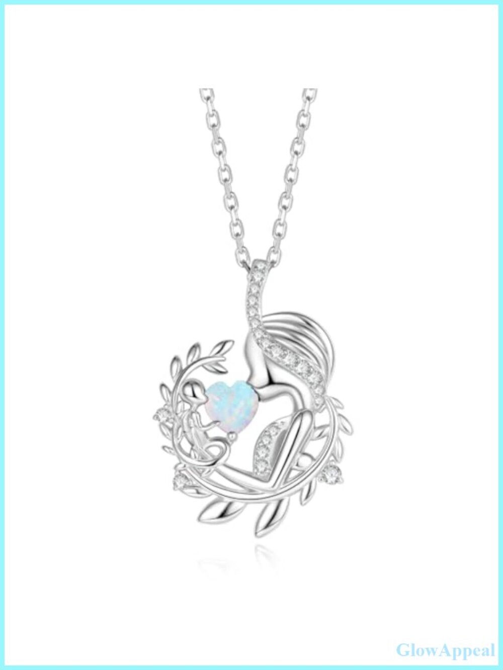 Opal Tree of Life Heart Pendant Necklace 18" Chain